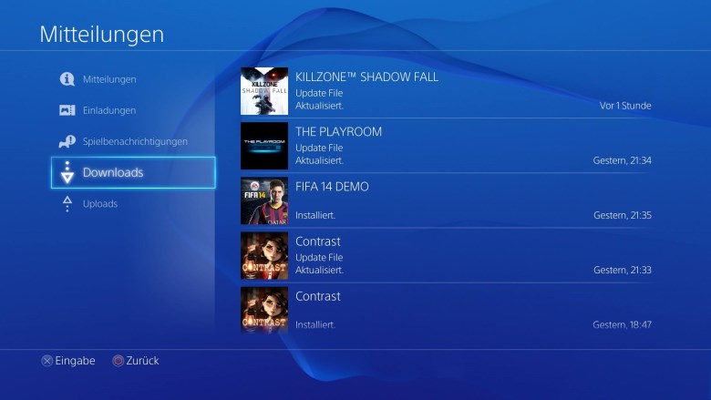 PS4 Downloads und Uploads